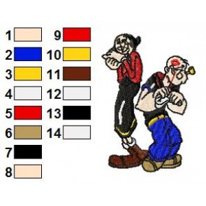 Popeye and Olive Oyl 07 Embroidery Design